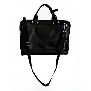 Tumi Black Leather Briefcase for 16 in Laptop, Padded Partitions,